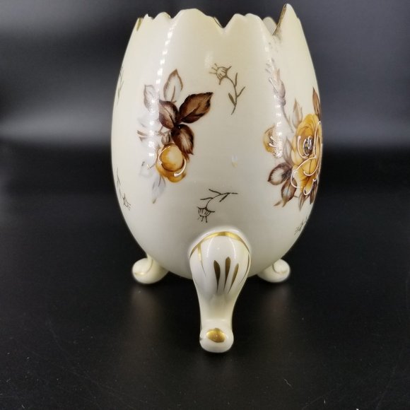 Cracked Egg Footed Napco Ware Vase Dish Planter Porcelain Floral Flower 6H3199/L - Picture 7 of 11